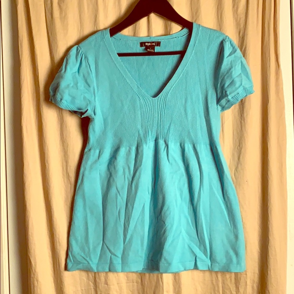 Bright sky blue sweater top